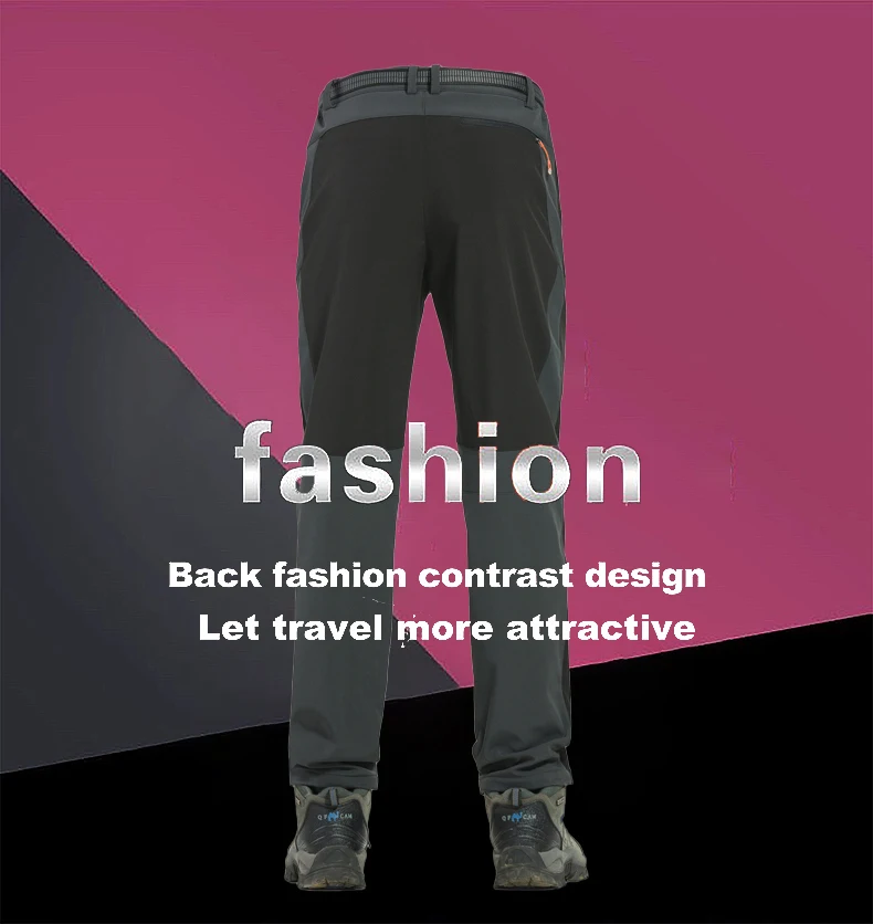 JNLN Men Winter Fleece Pants Warm Waterproof Hiking Pants Outdoor Camping Climbing Skiing Soft Shell Windproof Rain Trousers
