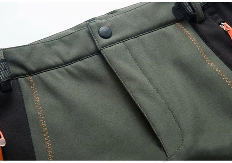 JNLN Men Winter Fleece Pants Warm Waterproof Hiking Pants Outdoor Camping Climbing Skiing Soft Shell Windproof Rain Trousers