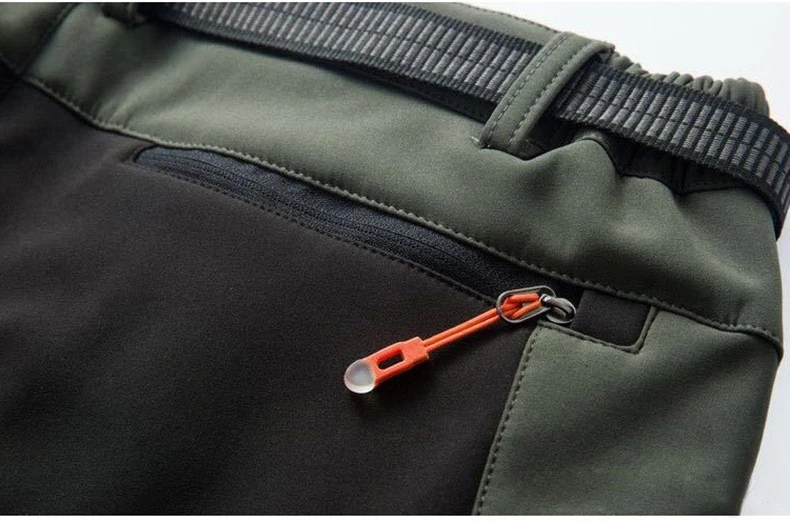 JNLN Men Winter Fleece Pants Warm Waterproof Hiking Pants Outdoor Camping Climbing Skiing Soft Shell Windproof Rain Trousers