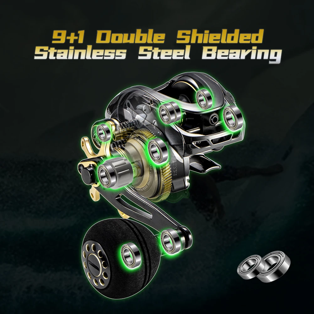 SOLOKING GKA300 Baitcasting Reel Sea Fishing Power Handle 9.5KG Drag Force 6.4 Gear Ratio Brass Gear Deep Spool Fishing Reel