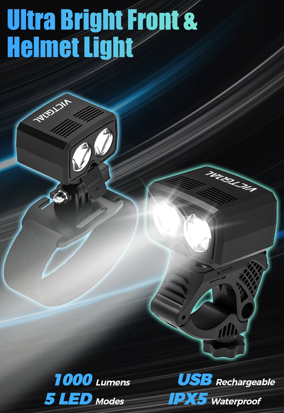 1000 Lumens Bike Helmet Light USB Charging Waterproof Flashlight Bicycle Headlight LED Front Lamp MTB Road Cycling Accessories