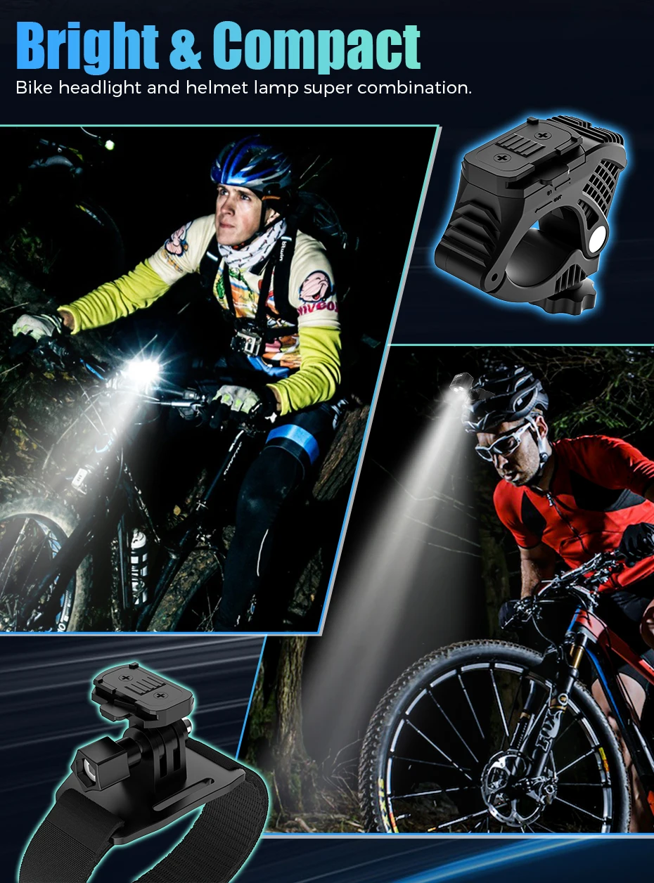 1000 Lumens Bike Helmet Light USB Charging Waterproof Flashlight Bicycle Headlight LED Front Lamp MTB Road Cycling Accessories