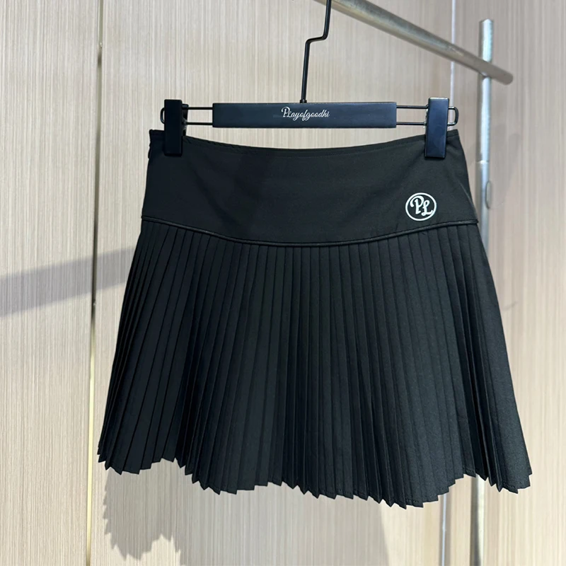 PL Korean Golf Clothing Women Sleeveless Knitted Shirt Slim Golf Tank Tops Ladies High Waist Tennis Skirts Pleated Leisure Skort