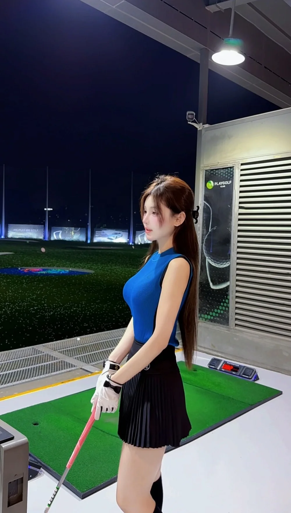 PL Korean Golf Clothing Women Sleeveless Knitted Shirt Slim Golf Tank Tops Ladies High Waist Tennis Skirts Pleated Leisure Skort