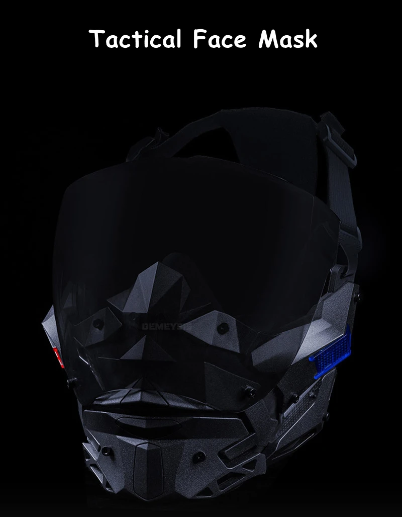 Airsoft Mask Detachable Anti-fog Lens Motorcycle Sports Cyberpunk Full Face Masks Tactical Paintball Hunting CS Face Mask
