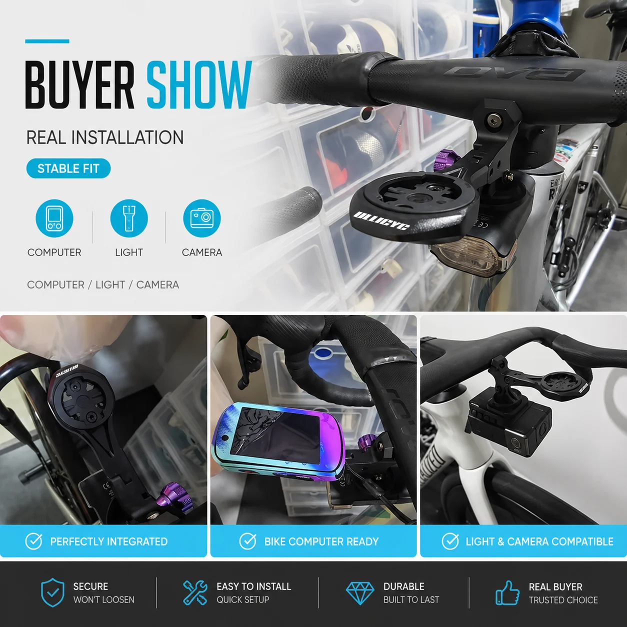 ULLICYC For SL8 Rapide Integrated Handlebar Computer Mount Compatible With Gopro/GPS/Garmin/Bryton/Wahoo Aluminum Alloy