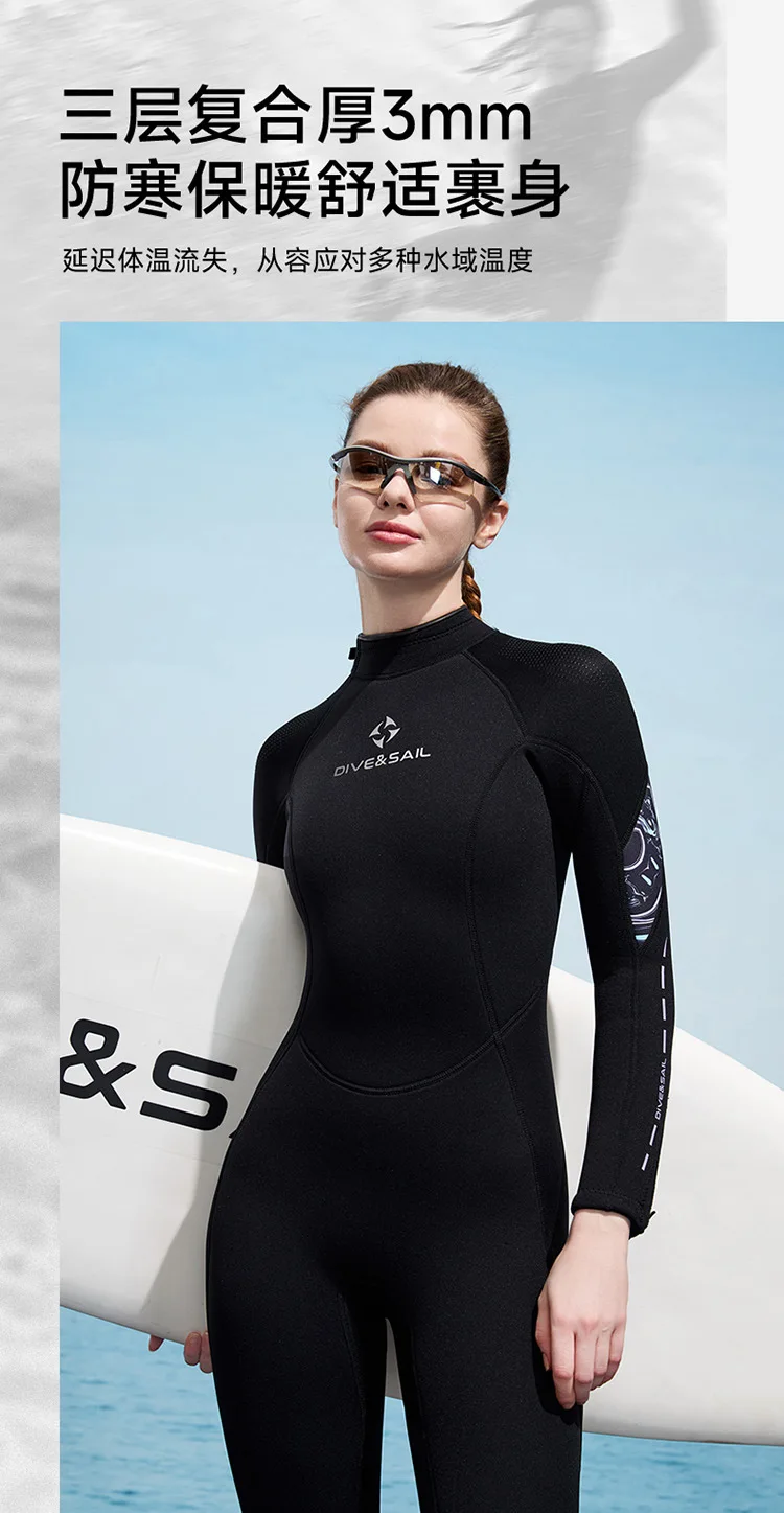 Wetsuit Women Men 3mm Neoprene Dive Wet Suit for Cold Water Full Body Thermal Swimsuit for Adults Snorkel Scuba Diving Suits
