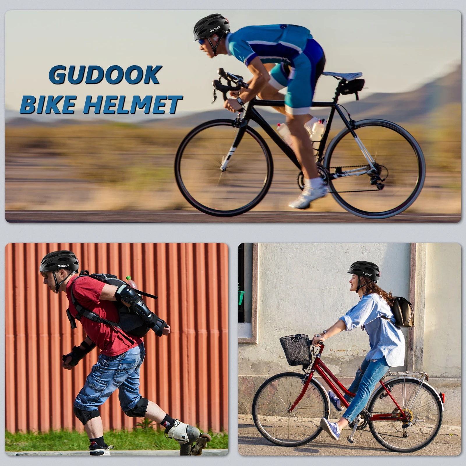 Bike Helmet Adult Bike Helmets for Men/Women: USB Rechargeable LED Front and Rear Lights for Cycling Urban Commuter Skateboard