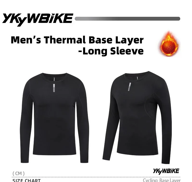 YKYWBIKE Men's Cycling Base Layers Thermal Fleece Bicycle Undershirt Long Sleeve Road Bike Vest MTB Clothing