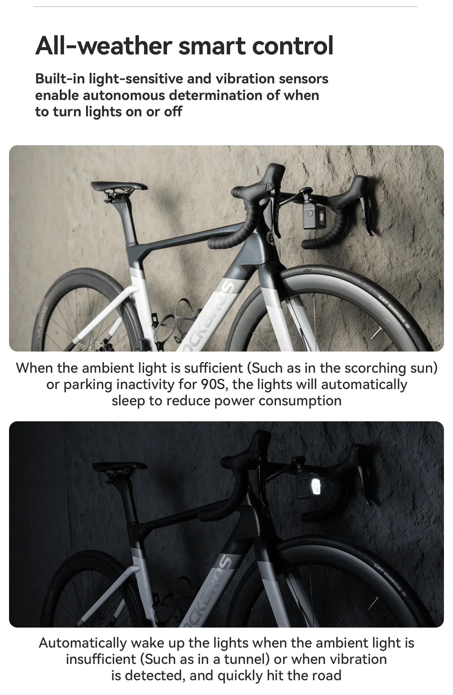 ROCKBROS 1600LM Bike Light Remote Control Digital DisplayCycling Lantern Headlamp PX6 All-weather Smart Bicycle Lights