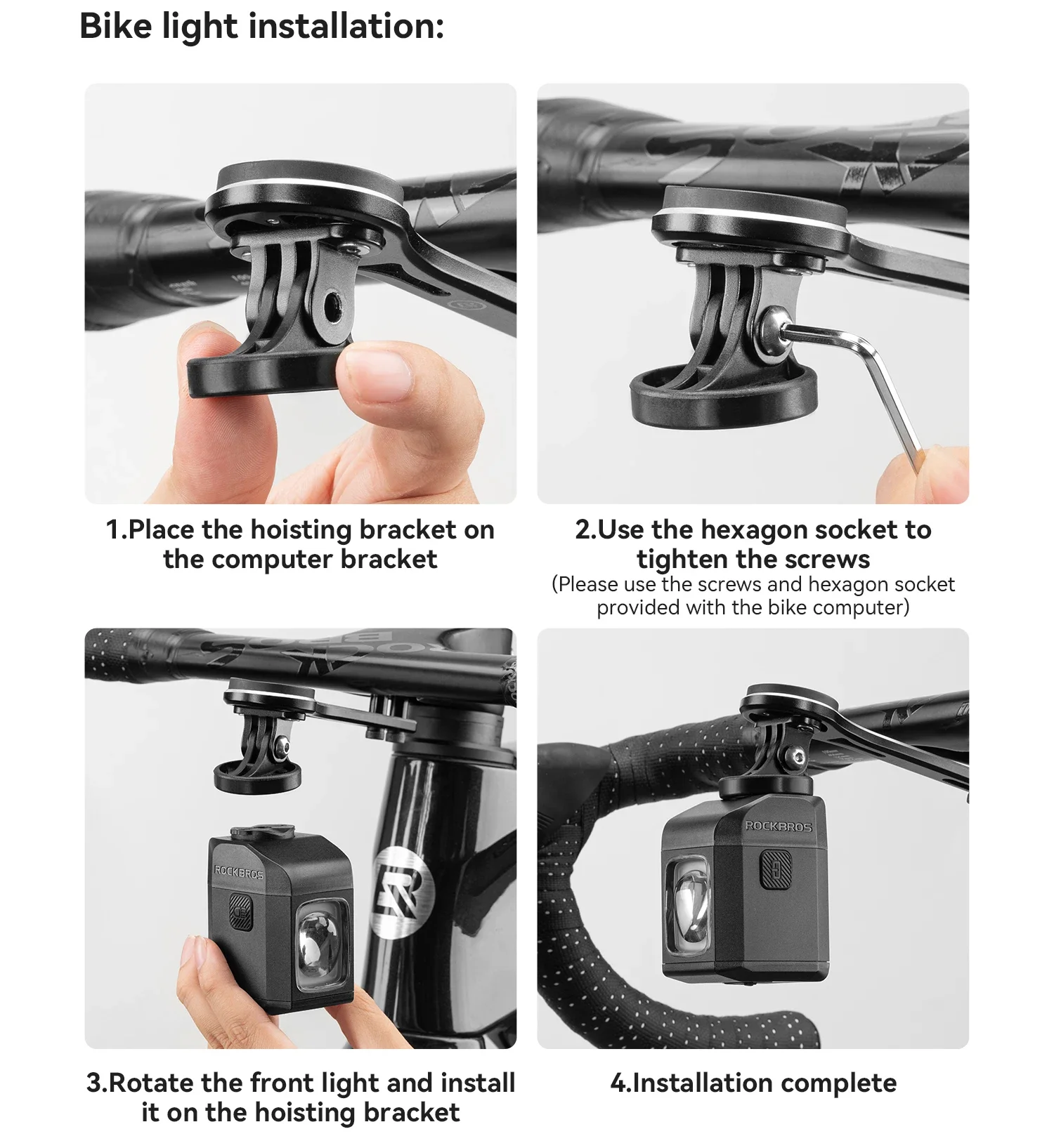 ROCKBROS 1600LM Bike Light Remote Control Digital DisplayCycling Lantern Headlamp PX6 All-weather Smart Bicycle Lights