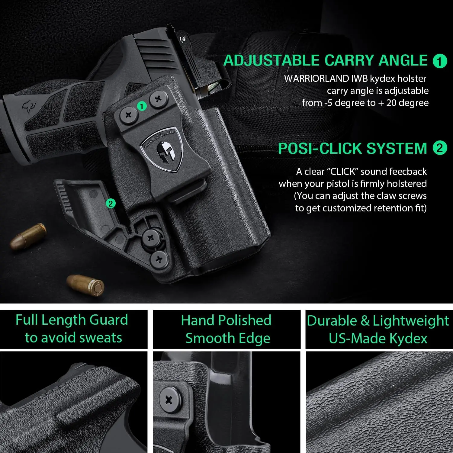 Only For Taurus GX2,IWB Kydex Holster,Concealed Carry Holster,Adjustable Cant,Audible Lock,Inside Waistband Carry,Right Hand