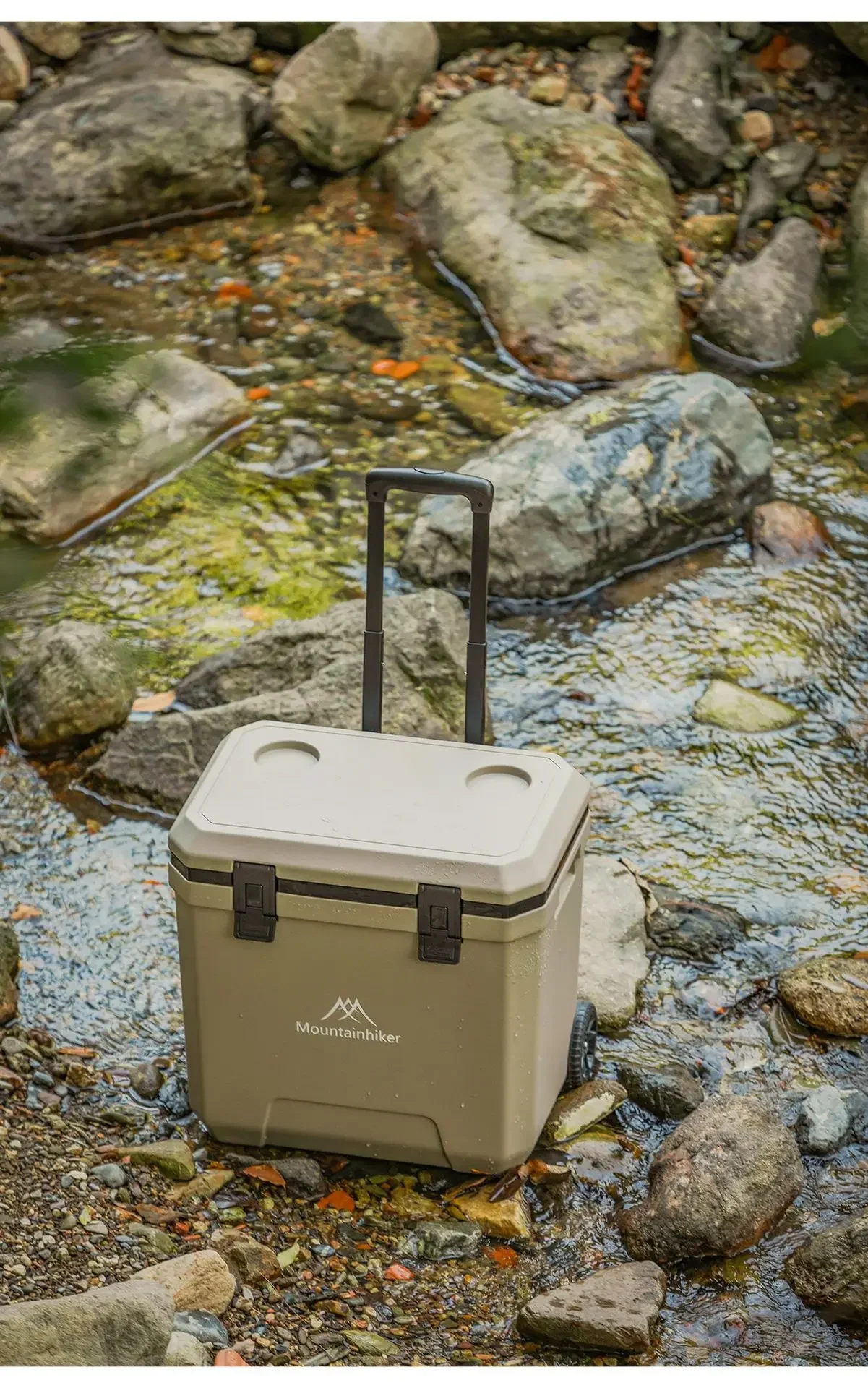 GO PEAK MOUNTAINHIKER 36L Khak Pulley Warm Box Outdoor Incubator Portable Warm Box BBQ Car Refrigerator Box with Trolley Wheels