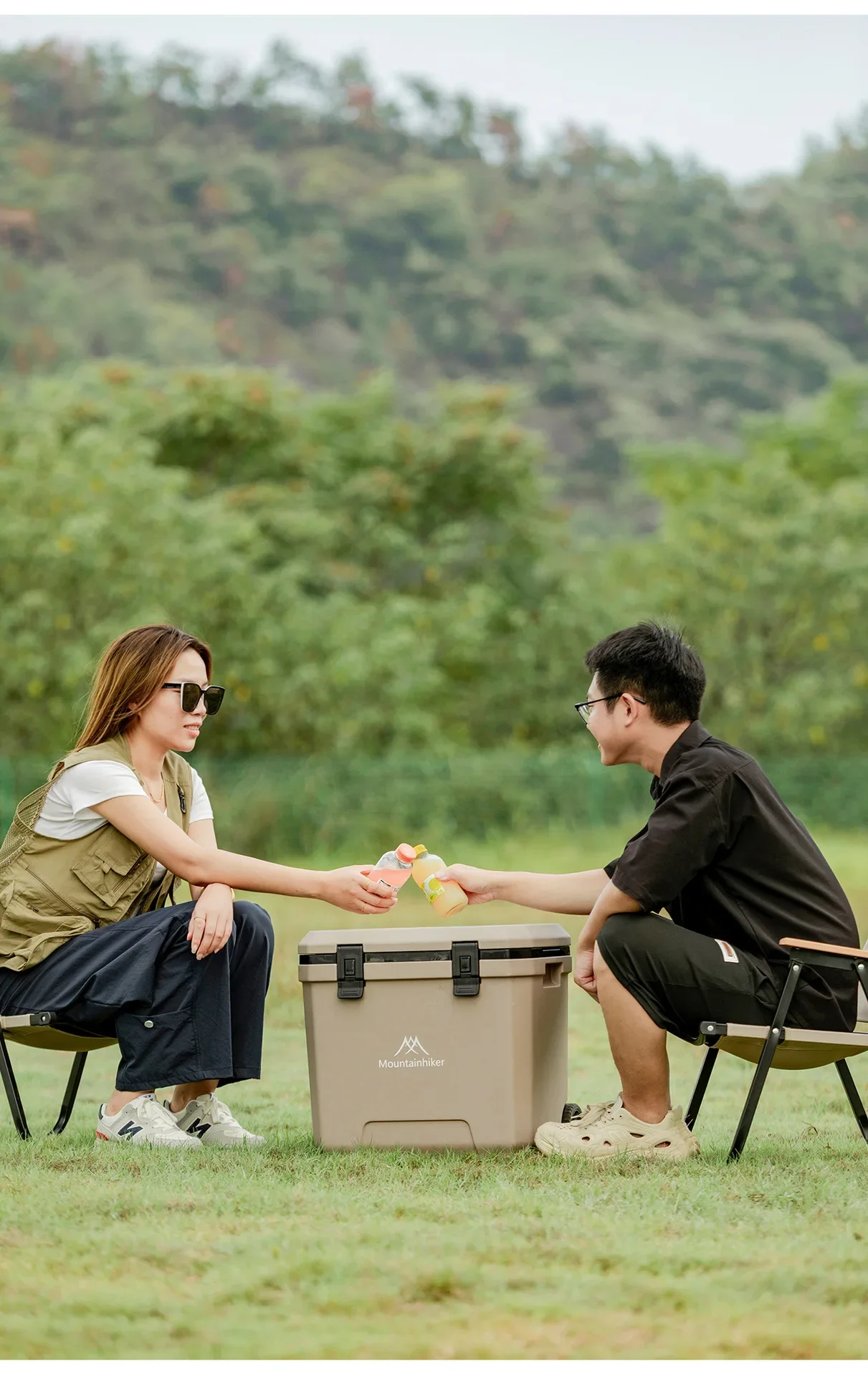 GO PEAK MOUNTAINHIKER 36L Khak Pulley Warm Box Outdoor Incubator Portable Warm Box BBQ Car Refrigerator Box with Trolley Wheels