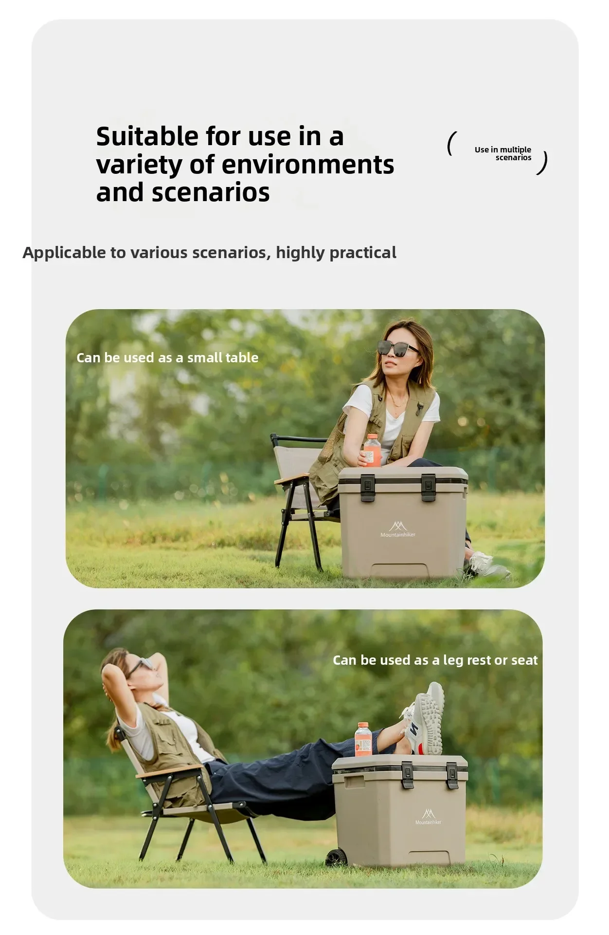 GO PEAK MOUNTAINHIKER 36L Khak Pulley Warm Box Outdoor Incubator Portable Warm Box BBQ Car Refrigerator Box with Trolley Wheels