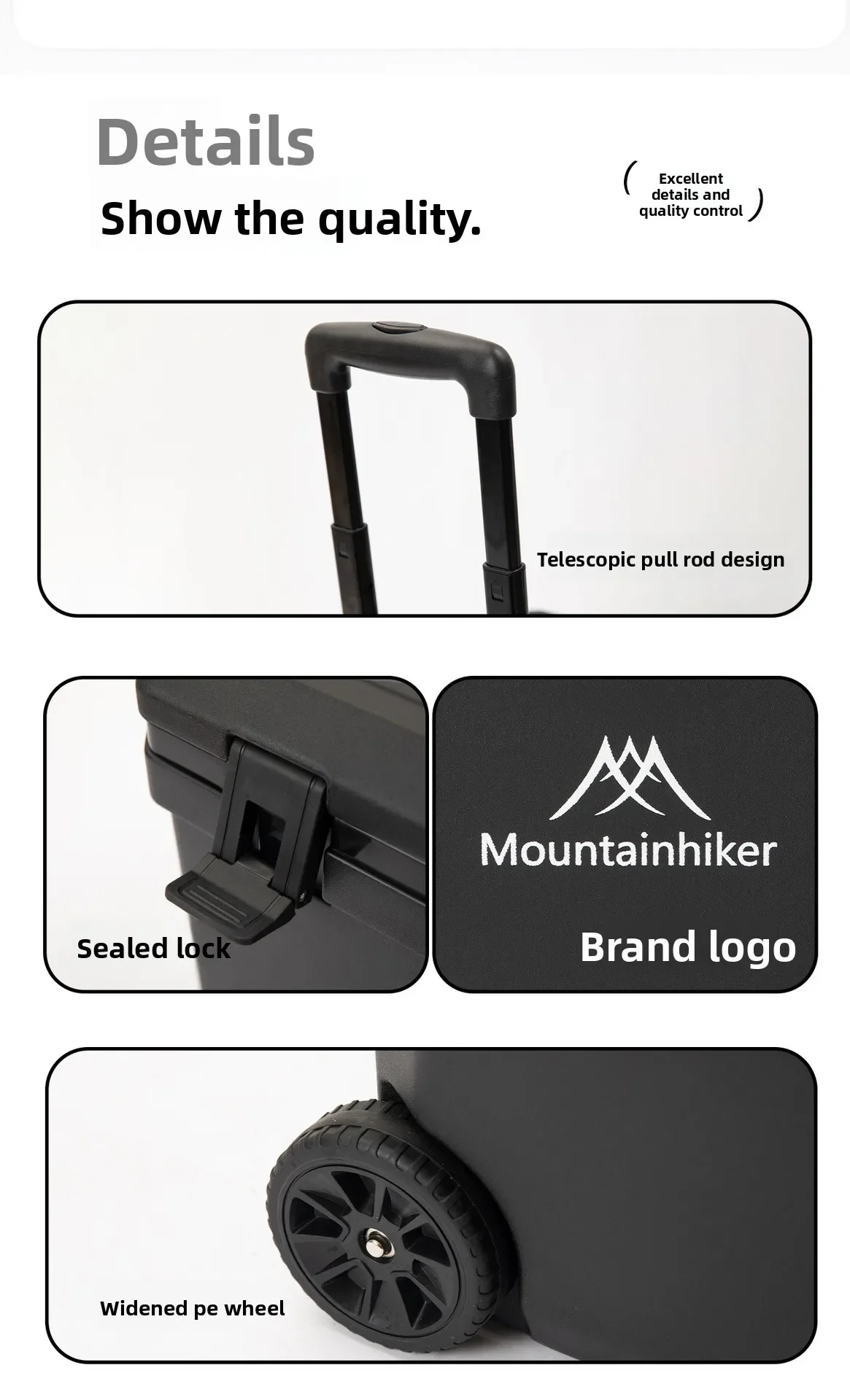 GO PEAK MOUNTAINHIKER 36L Khak Pulley Warm Box Outdoor Incubator Portable Warm Box BBQ Car Refrigerator Box with Trolley Wheels