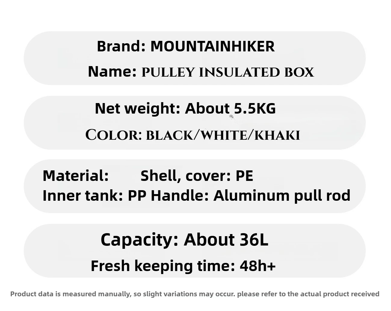 GO PEAK MOUNTAINHIKER 36L Khak Pulley Warm Box Outdoor Incubator Portable Warm Box BBQ Car Refrigerator Box with Trolley Wheels