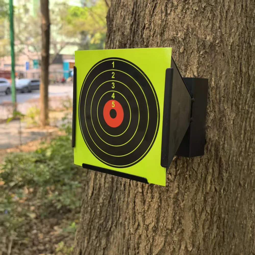 14*14*17 cm Funnel-shaped Shooting Practice Target Box with Slingshot Target Paper (20 Pcs Included)