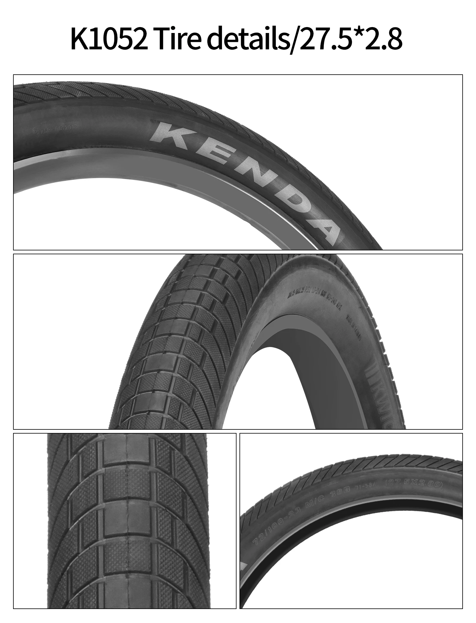 Kenda 27.5 Inch Mountain Bike Tire Durable Rubber 60TPI 27.5in * 2.4/2.8 Trials MTB Road Bike Racing Outer Tire Winter Cycling