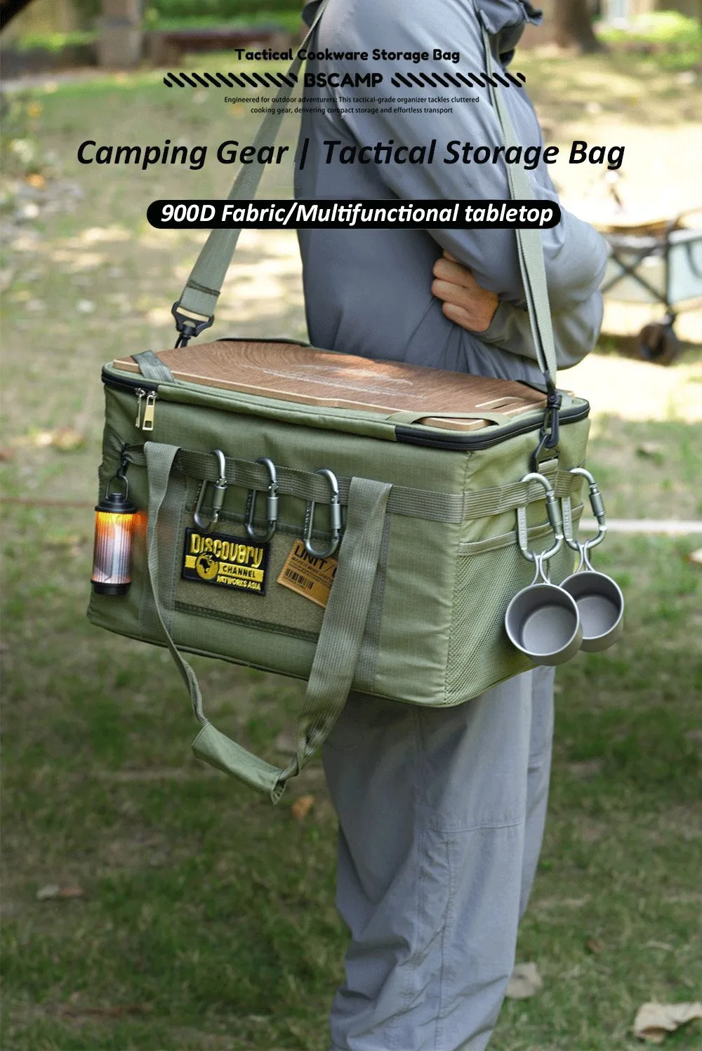 36L Tactics Picnic Bag Waterproof Travel Organizer Thermal Pack with Tabletop Portable Camping Equipment Cookware Storage Box