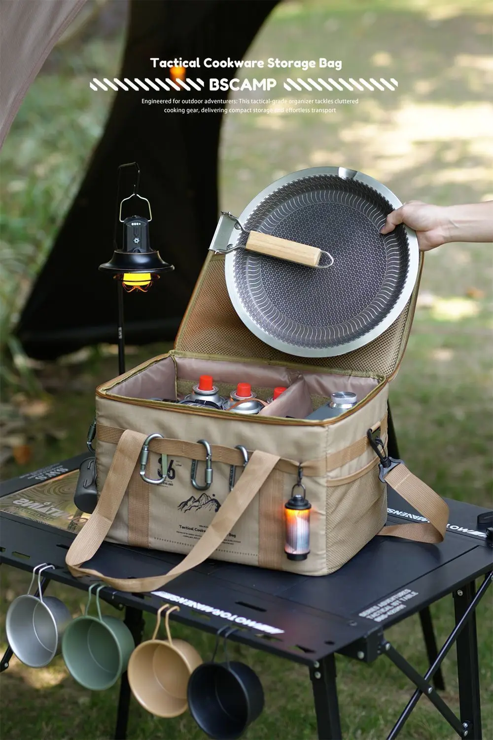 36L Tactics Picnic Bag Waterproof Travel Organizer Thermal Pack with Tabletop Portable Camping Equipment Cookware Storage Box