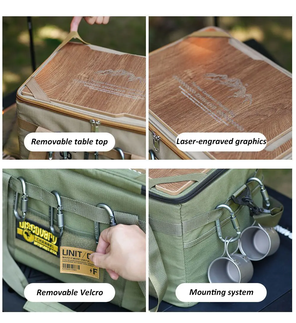 36L Tactics Picnic Bag Waterproof Travel Organizer Thermal Pack with Tabletop Portable Camping Equipment Cookware Storage Box