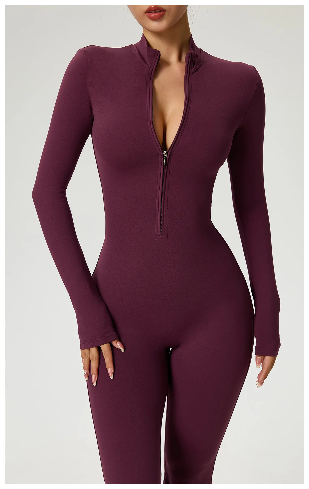 New Zipper Jumpsuit Flared Pants Women Clothing Sportswear Gym Yoga Sport Sets Spandex Nylon Workout Sets Women Tracksuit