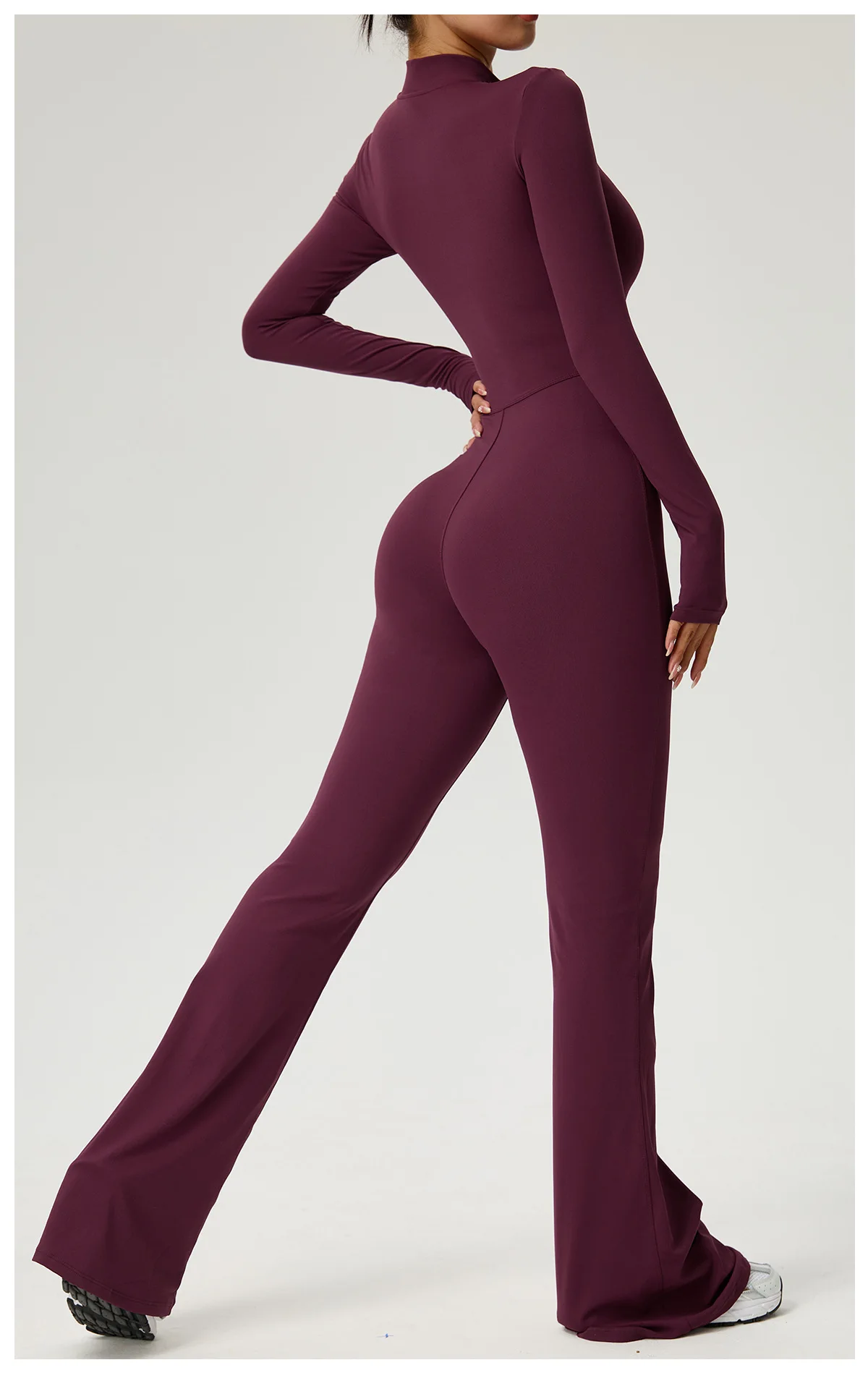 New Zipper Jumpsuit Flared Pants Women Clothing Sportswear Gym Yoga Sport Sets Spandex Nylon Workout Sets Women Tracksuit