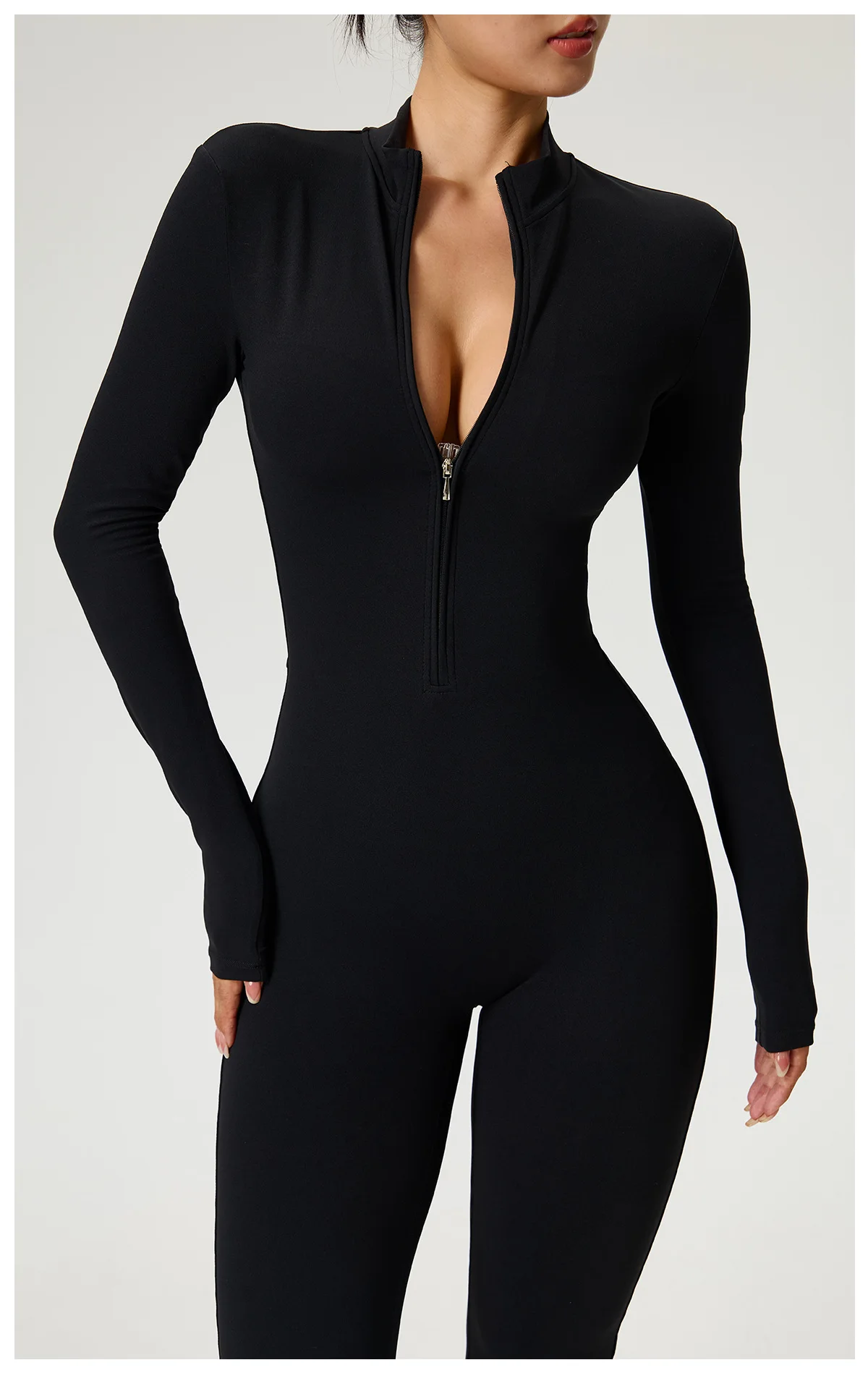 New Zipper Jumpsuit Flared Pants Women Clothing Sportswear Gym Yoga Sport Sets Spandex Nylon Workout Sets Women Tracksuit