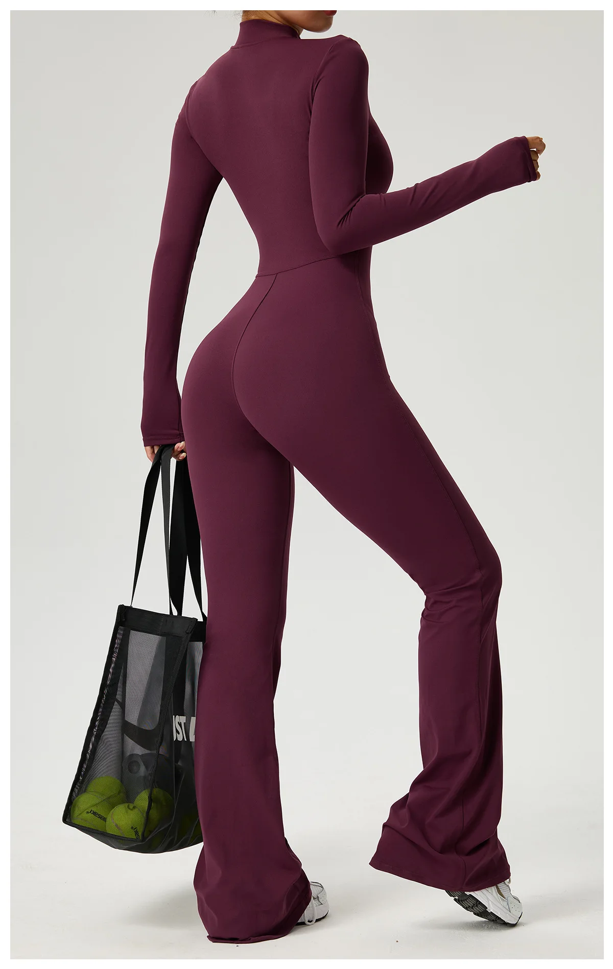 New Zipper Jumpsuit Flared Pants Women Clothing Sportswear Gym Yoga Sport Sets Spandex Nylon Workout Sets Women Tracksuit