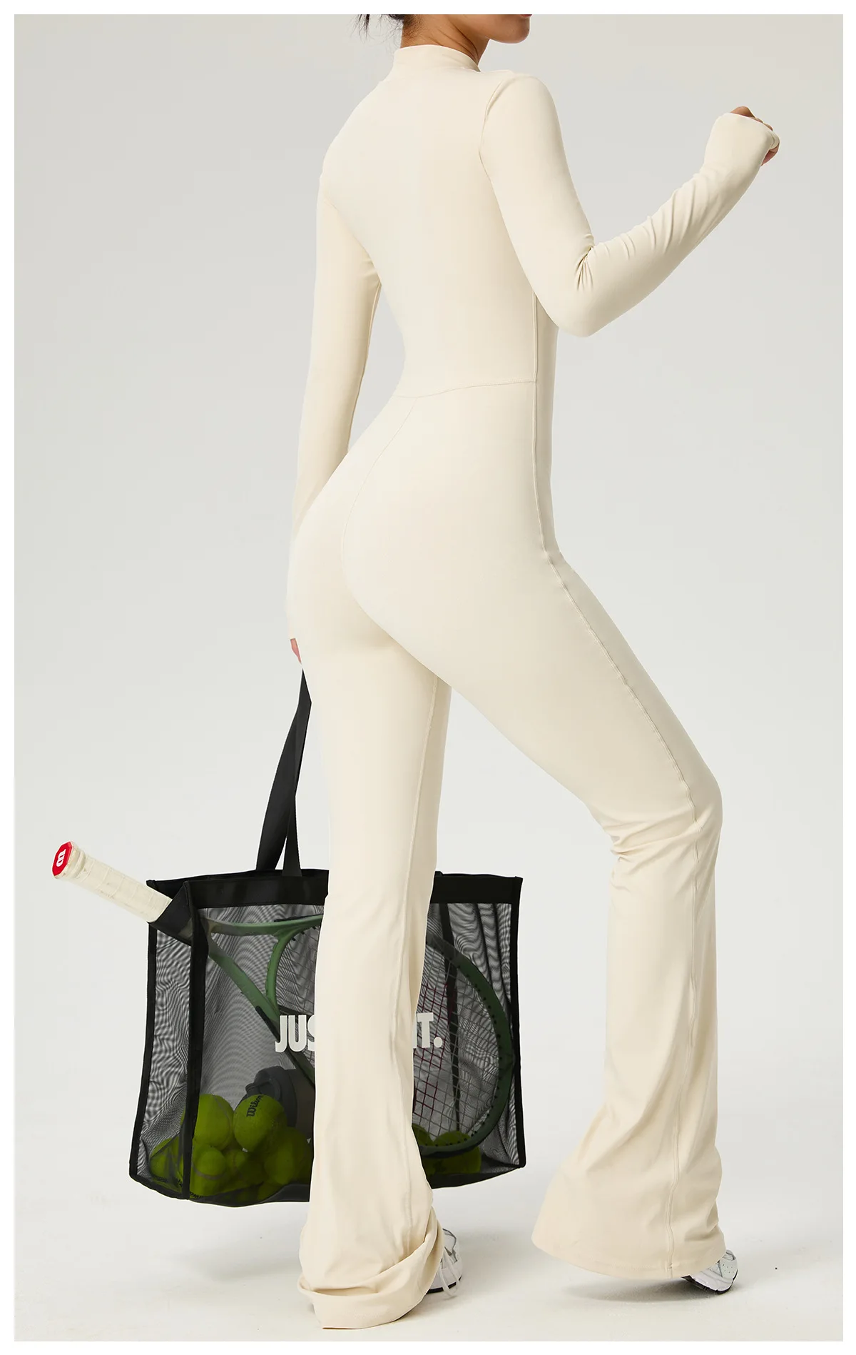 New Zipper Jumpsuit Flared Pants Women Clothing Sportswear Gym Yoga Sport Sets Spandex Nylon Workout Sets Women Tracksuit