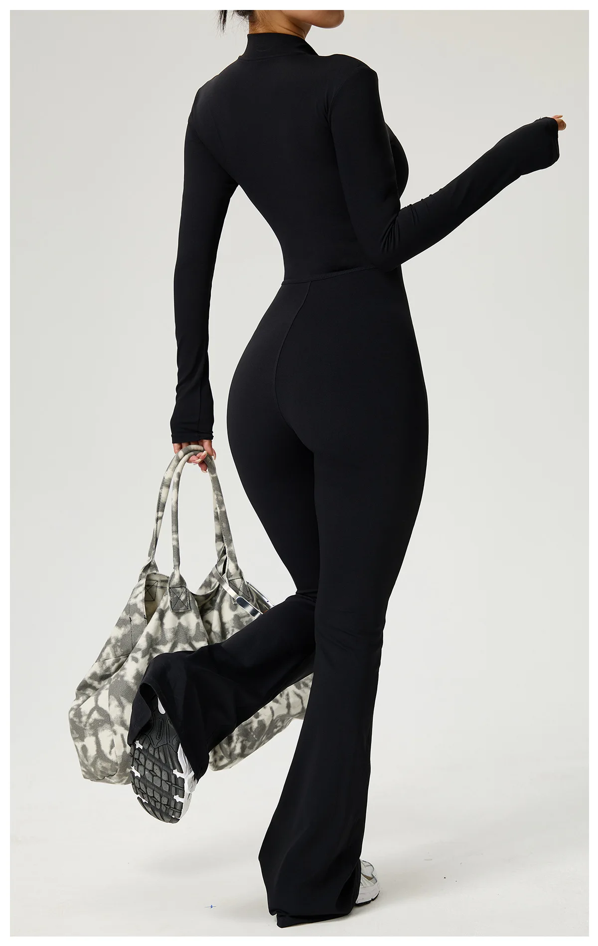 New Zipper Jumpsuit Flared Pants Women Clothing Sportswear Gym Yoga Sport Sets Spandex Nylon Workout Sets Women Tracksuit