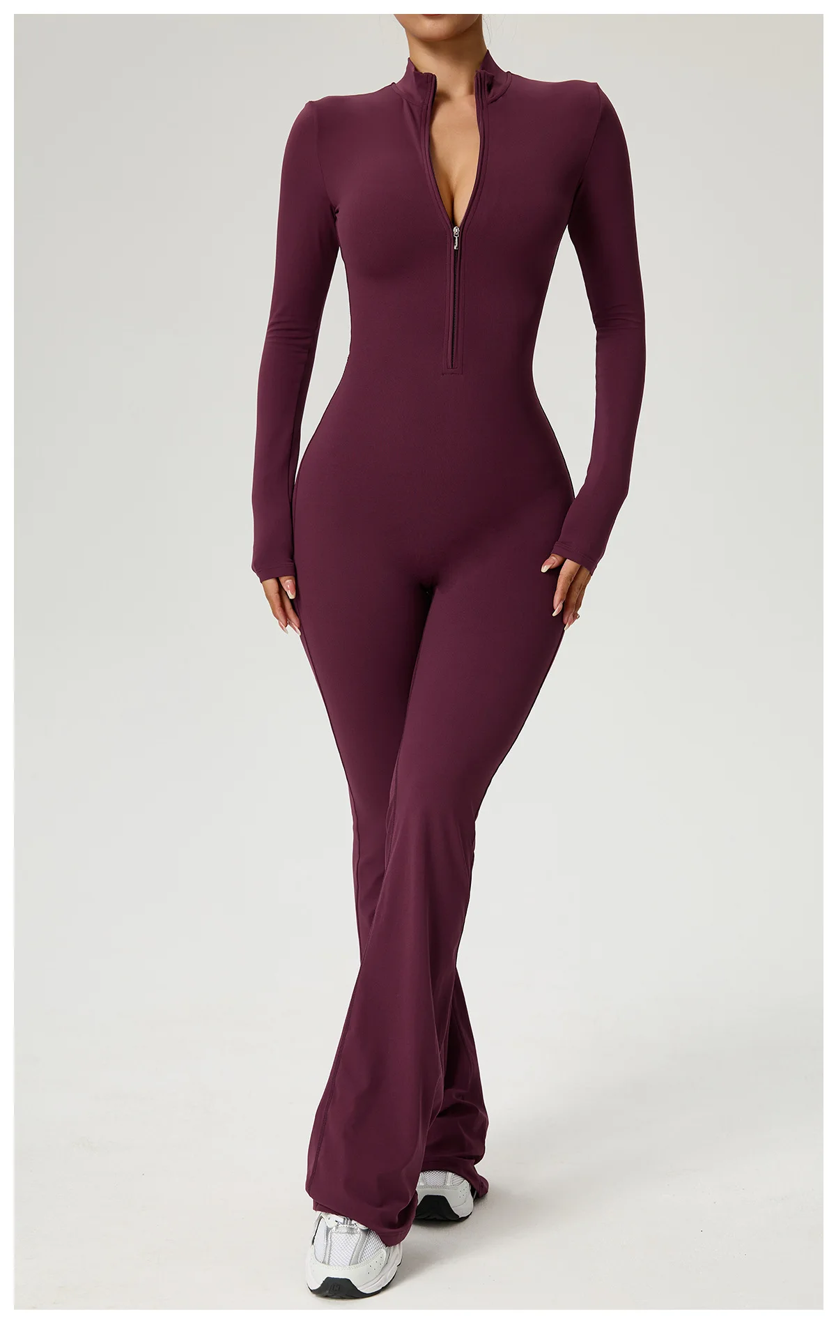 New Zipper Jumpsuit Flared Pants Women Clothing Sportswear Gym Yoga Sport Sets Spandex Nylon Workout Sets Women Tracksuit