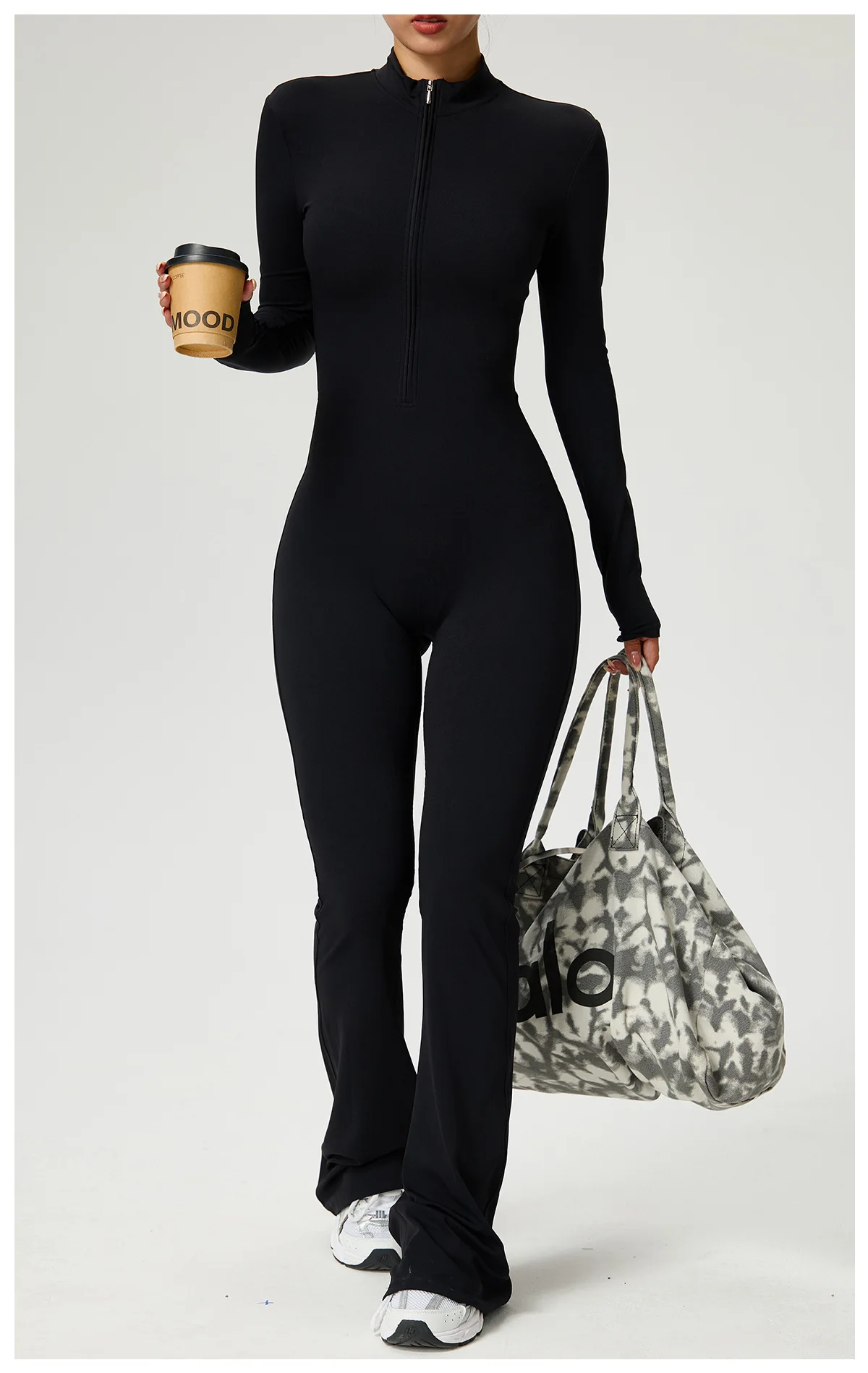 New Zipper Jumpsuit Flared Pants Women Clothing Sportswear Gym Yoga Sport Sets Spandex Nylon Workout Sets Women Tracksuit