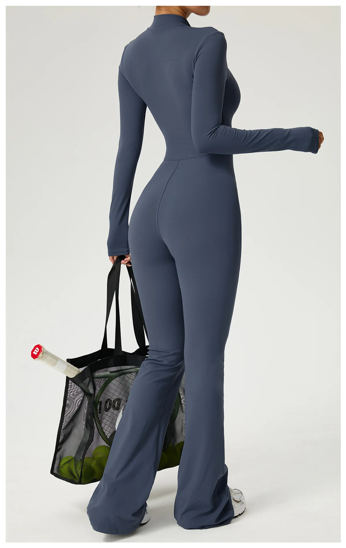 New Zipper Jumpsuit Flared Pants Women Clothing Sportswear Gym Yoga Sport Sets Spandex Nylon Workout Sets Women Tracksuit