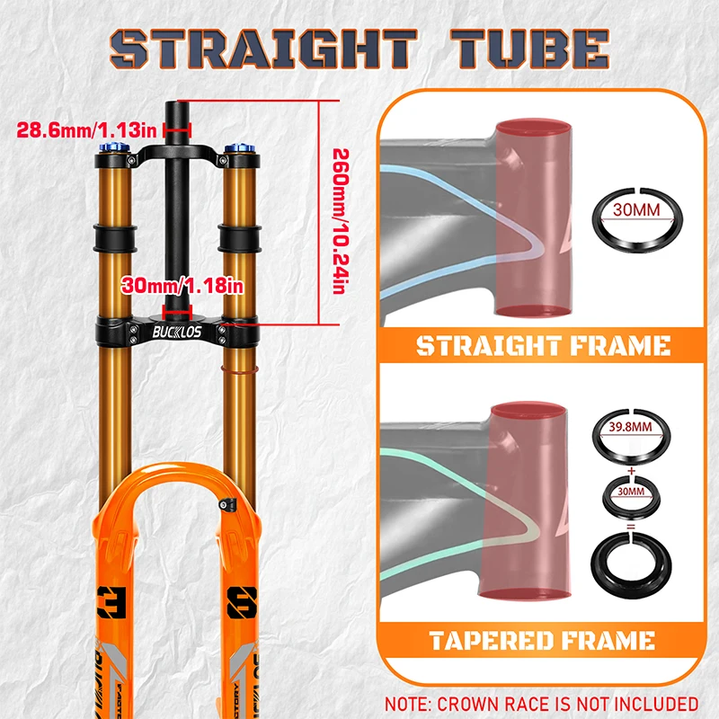 BUCKLOS 15*110mm Boost Bike Suspension Fork Travel 180mm Dual Crown MTB Air Fork 27.5inch 29inch Bicycle Air Suspension Fork