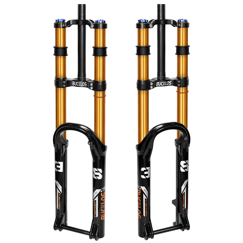 BUCKLOS 15*110mm Boost Bike Suspension Fork Travel 180mm Dual Crown MTB Air Fork 27.5inch 29inch Bicycle Air Suspension Fork