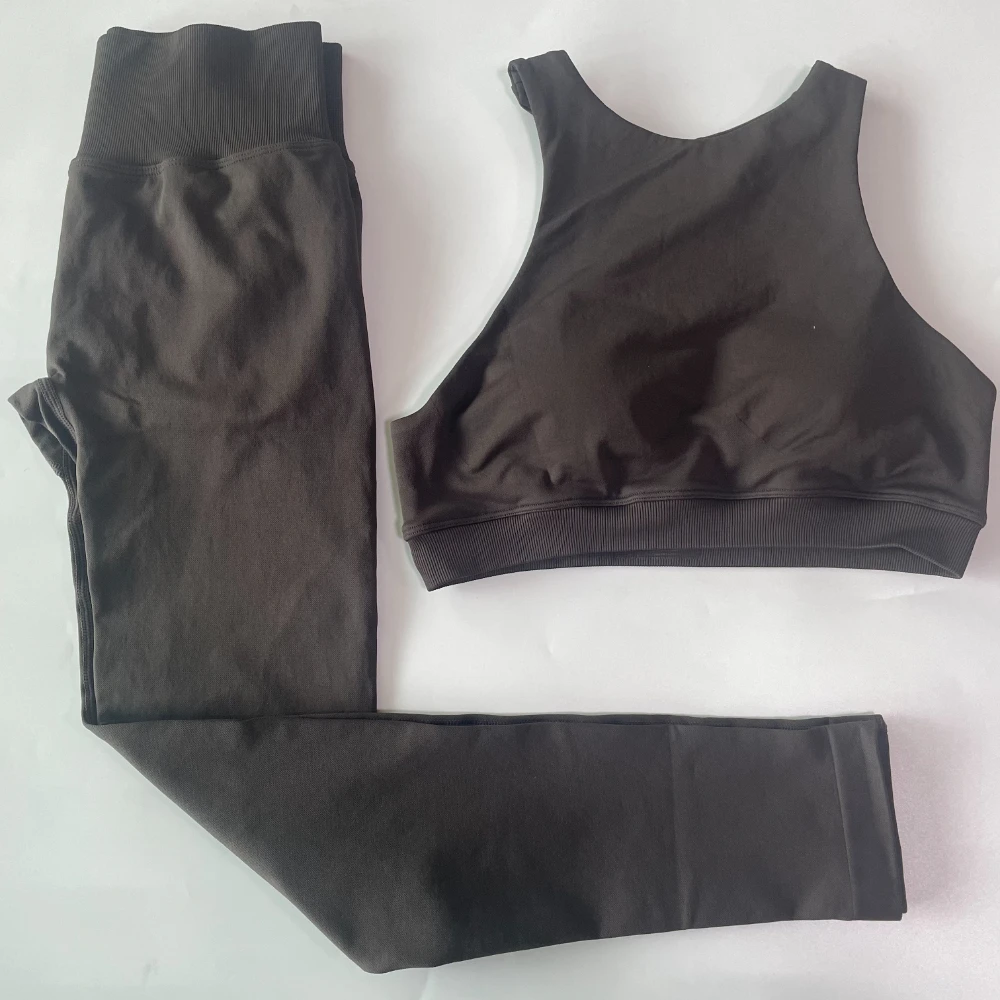 2 Piece Sets Women Racer Sports Bra High Waist Scrunch Bum Seam Yoga leggings Sports Suit Fitness Clothes Outfit Yoga Set