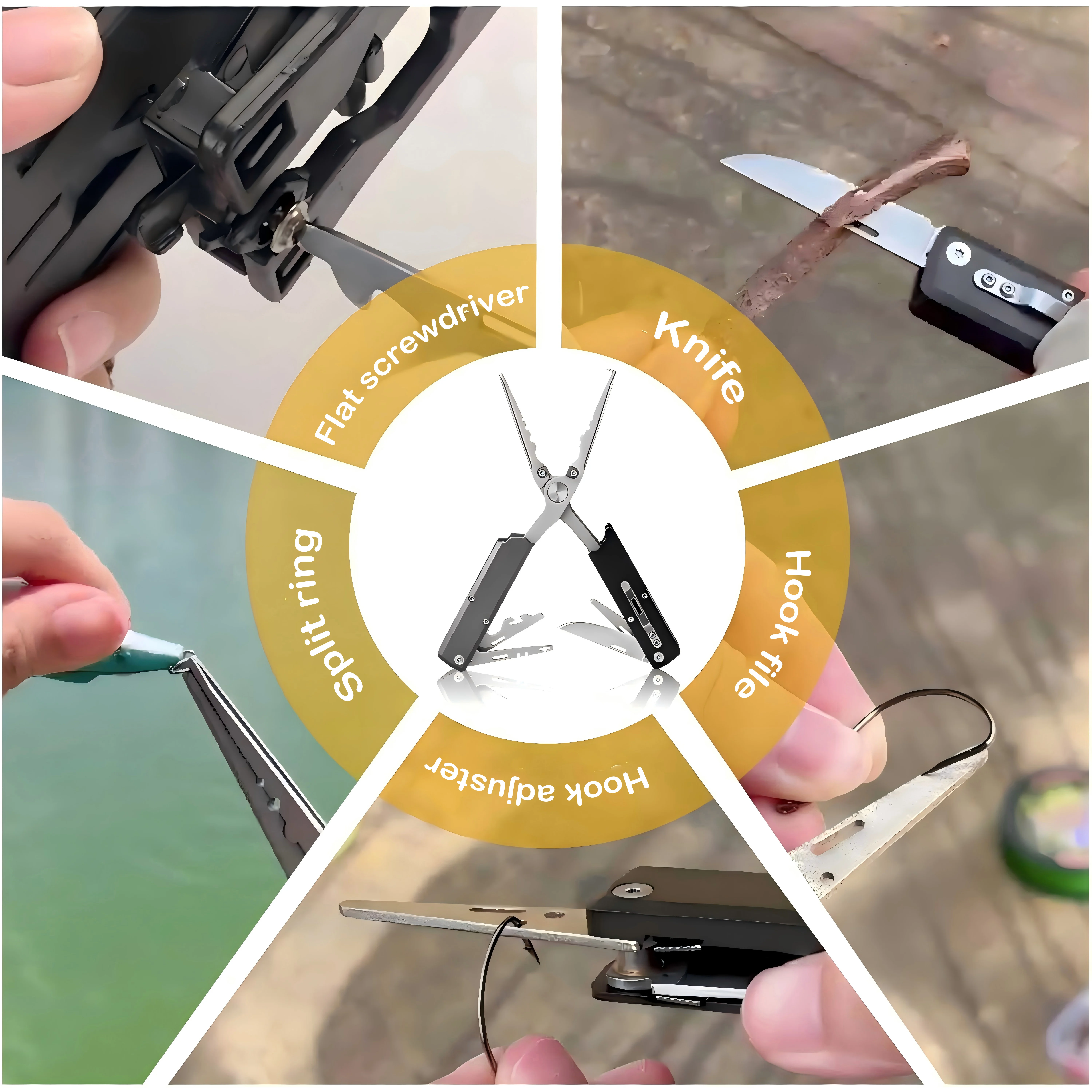 12-in-1 Multi-Functional Fishing Pliers, EDC Pocket Knife, Fish Lip Clamp, Multi-Tool Pliers, Survival and Camping Equipment