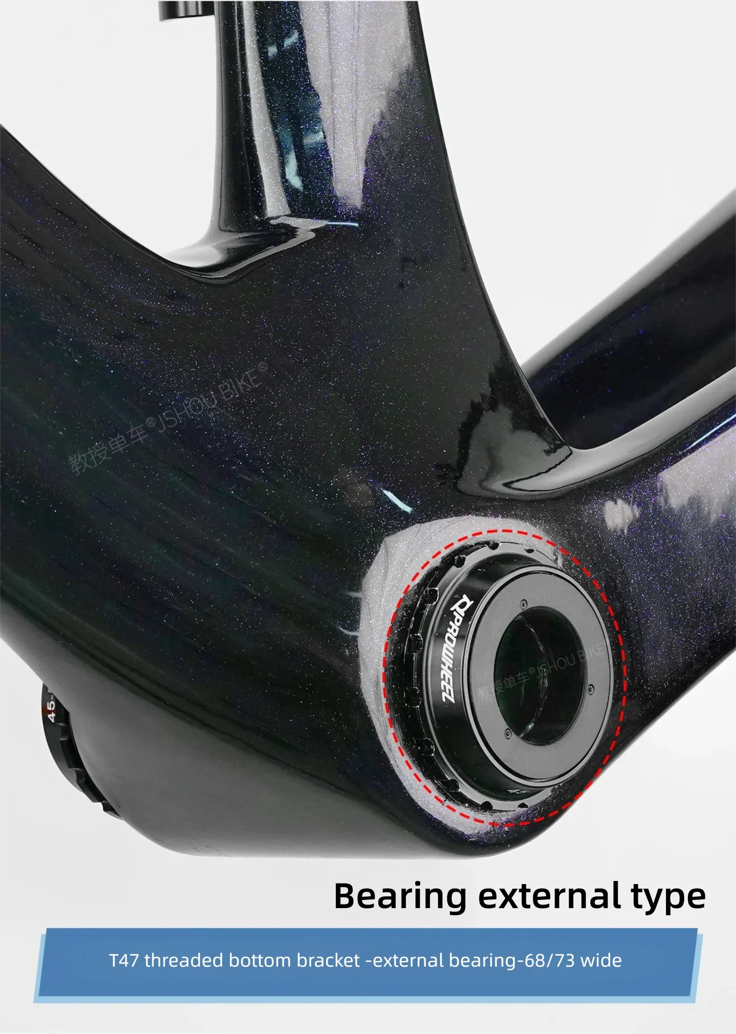 PROWHEEL T47 68/73/85.5mm MTB/Road Bike Bottom Bracket Bike Crank 24mm External/Internal Bearing 7075 Al CNC for Shimano/SRAM