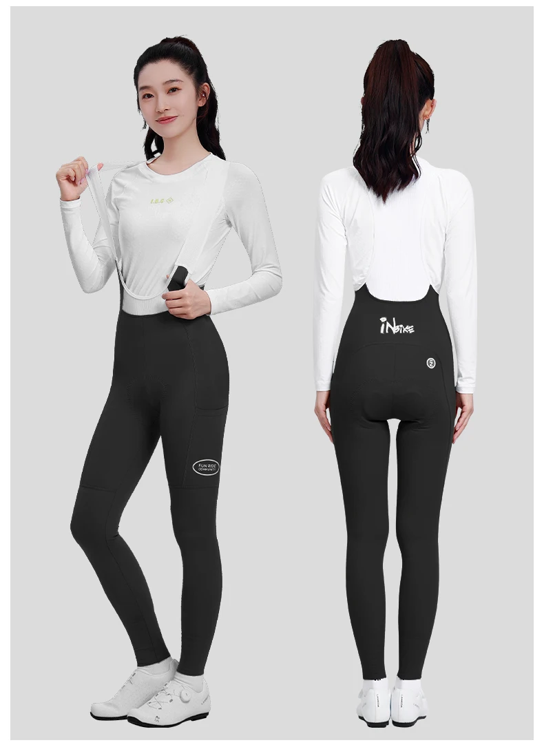 INBIKE Spring Women's Biking Bib Pants High Waist Road Cycling Pants Long with Padded Cushion for Long Riding Road Bike Toursers