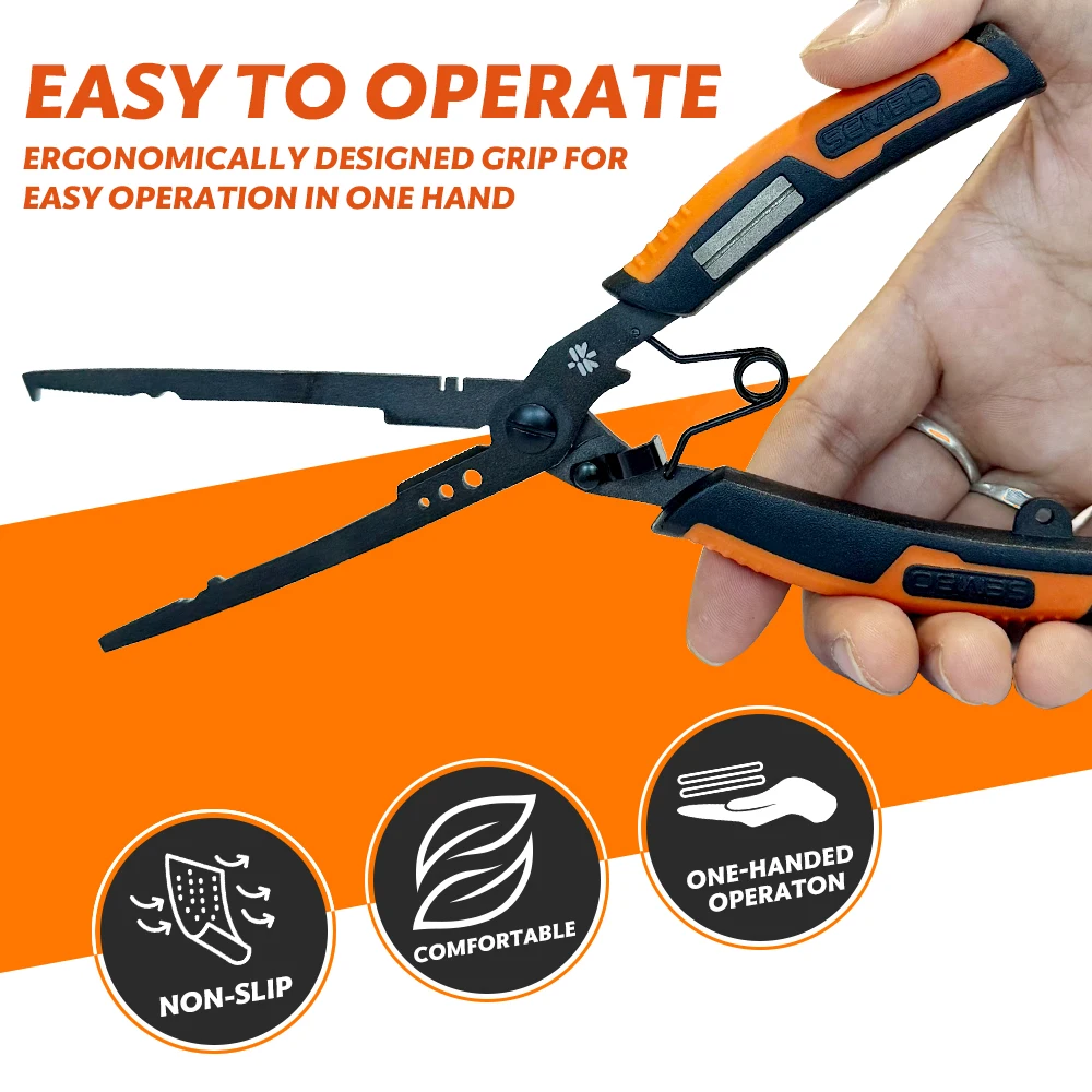 ZUKIBO New 196mm 7.7in Multifunction Fishing Pliers with Hook Sharpener PTFE Coating Anti-slip Grip Fishing Tools Accessories