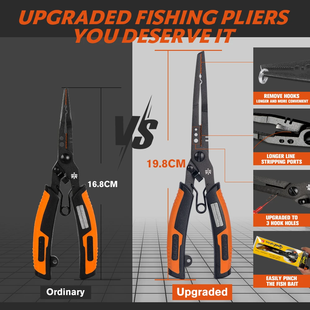 ZUKIBO New 196mm 7.7in Multifunction Fishing Pliers with Hook Sharpener PTFE Coating Anti-slip Grip Fishing Tools Accessories