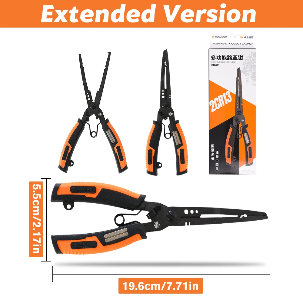 ZUKIBO New 196mm 7.7in Multifunction Fishing Pliers with Hook Sharpener PTFE Coating Anti-slip Grip Fishing Tools Accessories