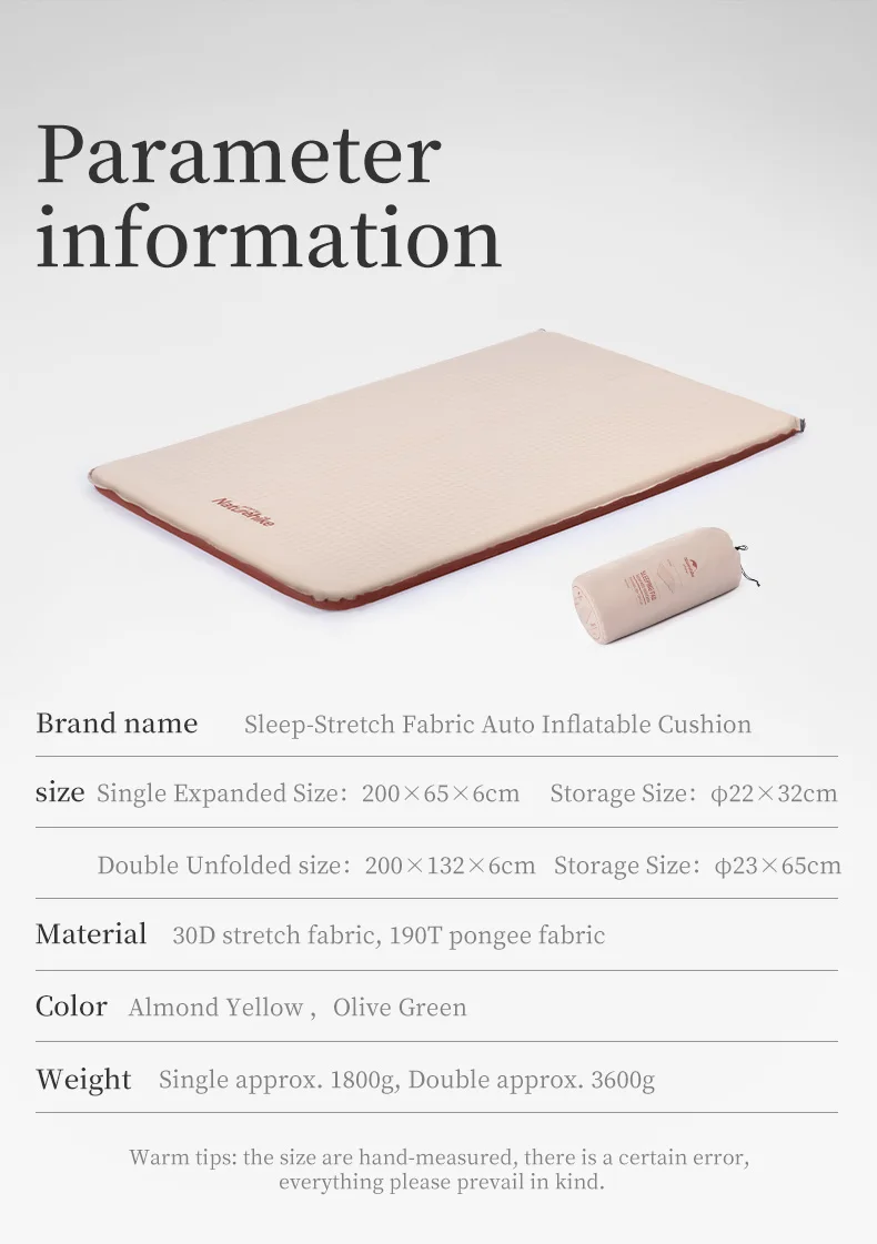 Naturehike 2026 New Air Mattress Ultralight Elasticity Sponge Automatic Inflatable Mat 6cm Portable Folding Camping Air Mattress