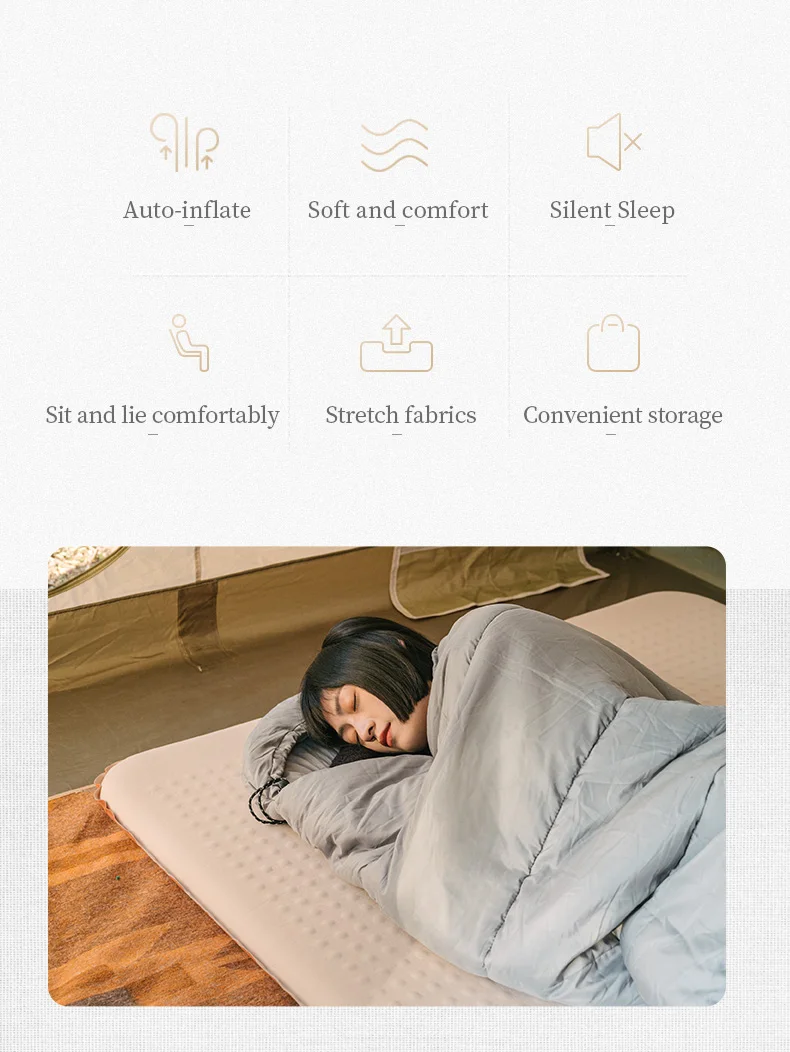 Naturehike 2026 New Air Mattress Ultralight Elasticity Sponge Automatic Inflatable Mat 6cm Portable Folding Camping Air Mattress