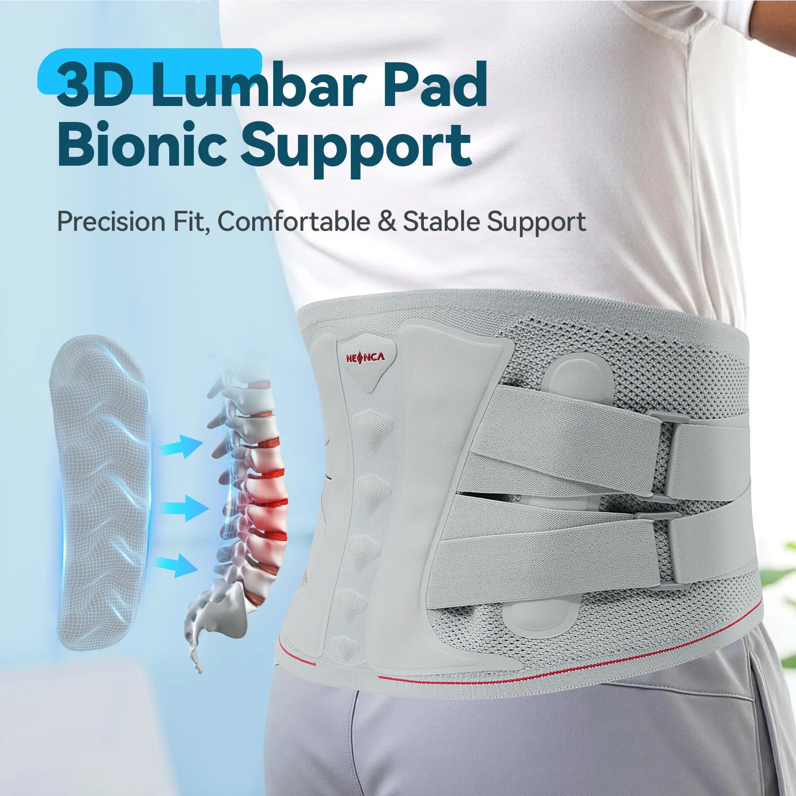 Breathable Lumbar Back Support Belt with 3D Lumbar Pad for Lower Back Pain Relief Adjustable Waist Wrap for Sports Lifting Men