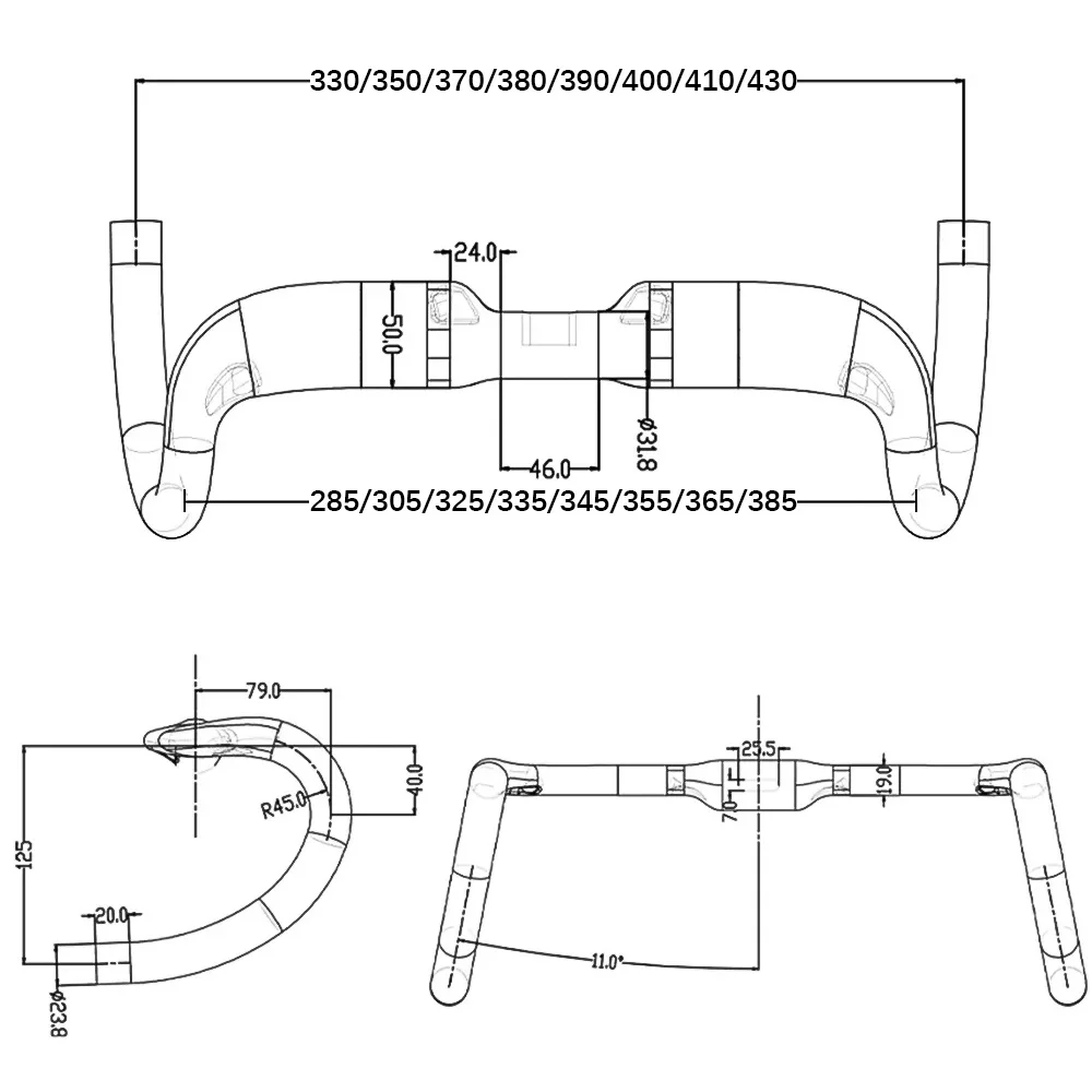 BALUGOE Full Internal Wiring Professional Competition Grade Competitive All Carbon Fiber Handle Road Bike Handle Black