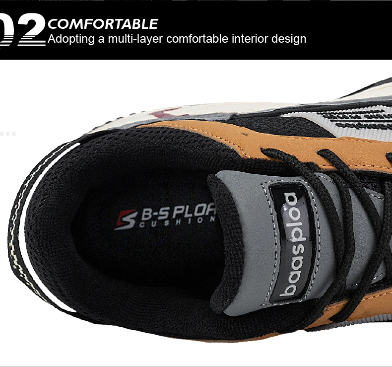 Baasploa Men Walking Shoes New Outdoor Fashion Leather Waterproof Lace up Sneakers Male Casual Non-Slip Wear-Resistant Tenis Sho