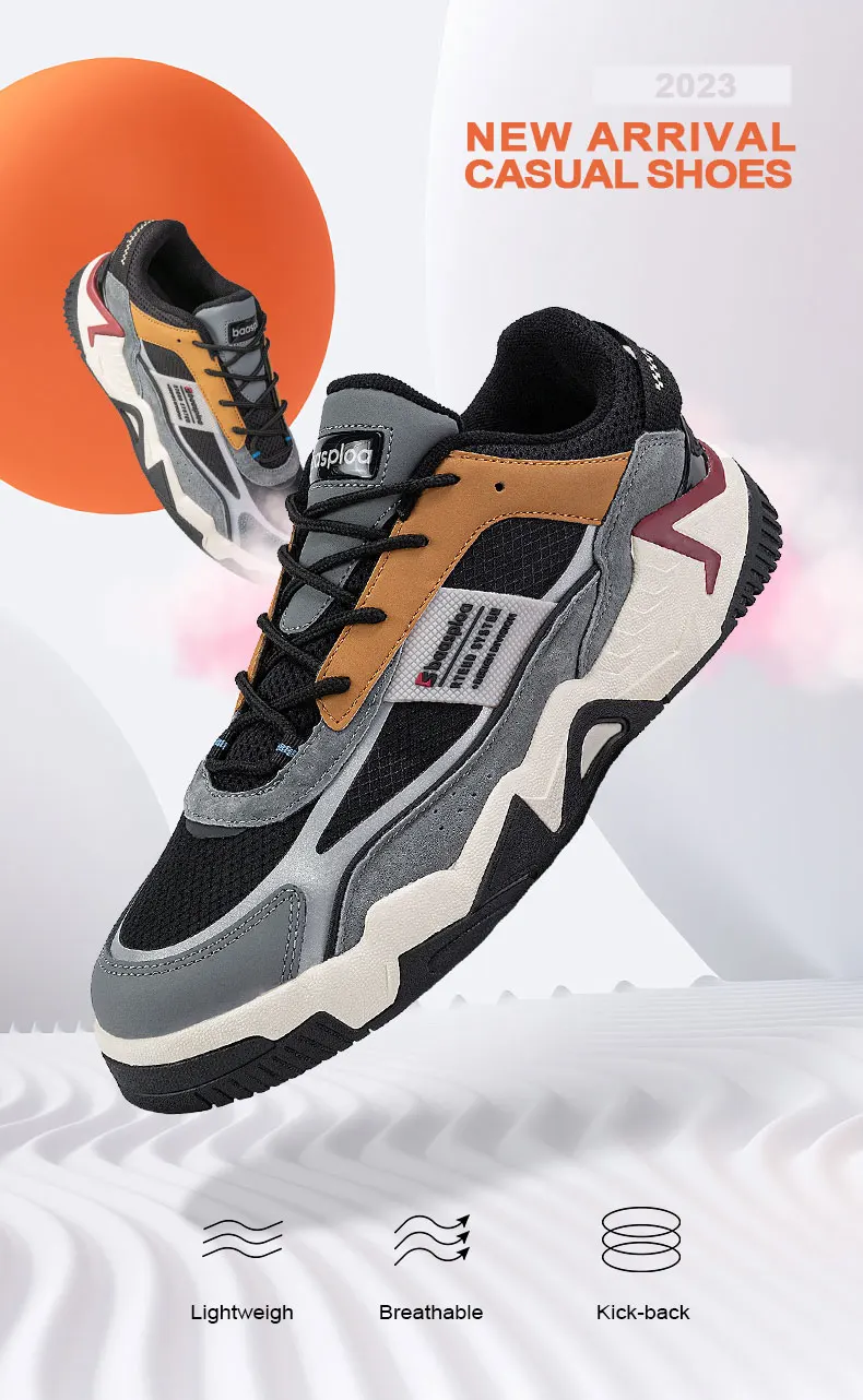 Baasploa Men Walking Shoes New Outdoor Fashion Leather Waterproof Lace up Sneakers Male Casual Non-Slip Wear-Resistant Tenis Sho